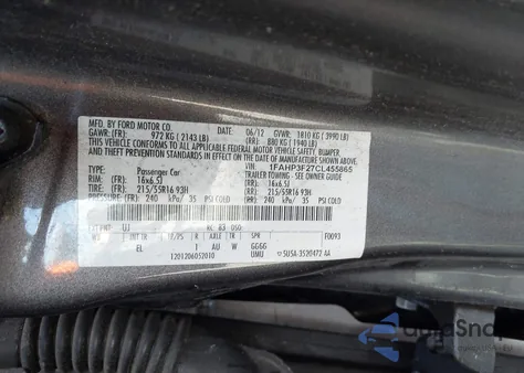 2012 Ford Focus Se z USA, uszkodzony, nr VIN 1FAHP3F27CL455865